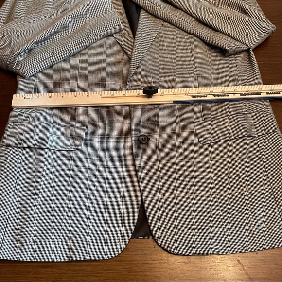 Hickey Freeman Men Silk Wool 2-button Houndstooth Suit Jacket Blazer Tan Black - Picture 8 of 8